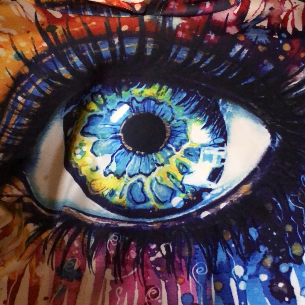 Watercolor Eye Unisex 3D Hoodie. Multicolor Graphic. Size L/XL - Picture 7 of 7